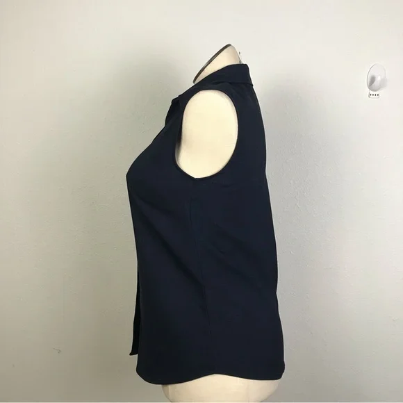 Christopher & Banks women’s blouse sleeveless button down Sz S color blue V-Neck - Picture 4 of 12